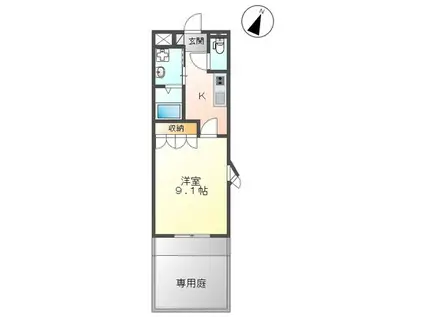 ヴィラ・コンフォースI番館(1K/1階)の間取り写真