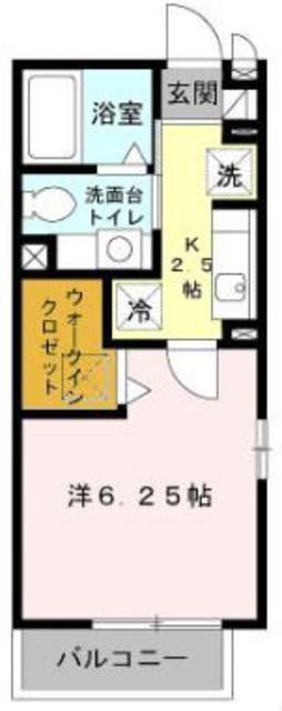 グランモア柳川 B(1K/1階)の間取り写真