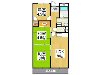 エステート春日ビル(3LDK/3階)の間取り写真