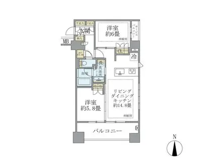 プレミスト代々木大山(2LDK/3階)の間取り写真