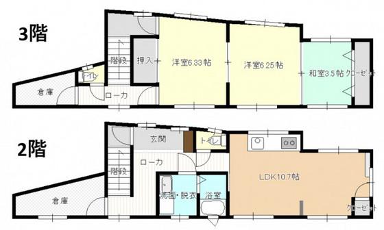 石川ビル(3LDK/2階)の間取り写真