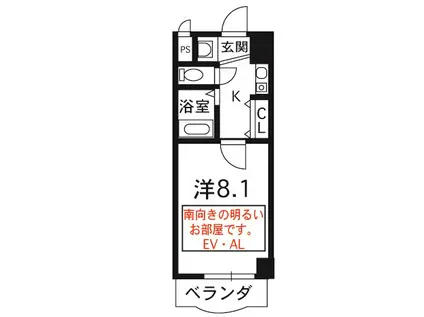 ミューズ1(1K/5階)の間取り写真