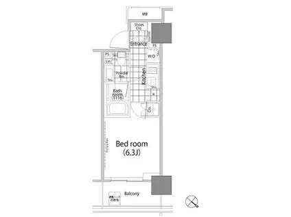 パークハビオ赤坂タワー(1K/15階)の間取り写真