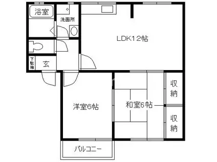 ヴィレッジカリアIB棟(2LDK/2階)の間取り写真