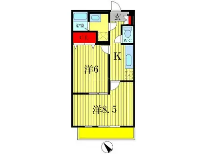 VILLAGE GLOBO(1LDK/2階)の間取り写真