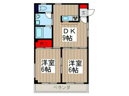 アルカサール(2DK/1階)の間取り写真