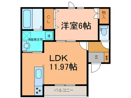 CARRERA(1LDK/2階)の間取り写真