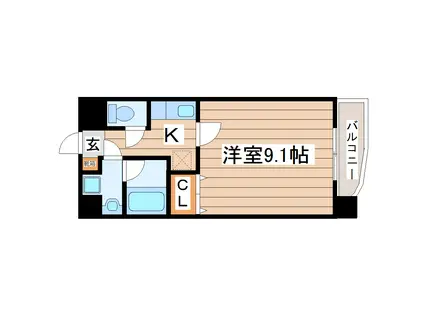 シティ連坊(1K/4階)の間取り写真