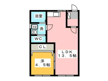 テックハウジングI(1LDK/1階)の間取り写真