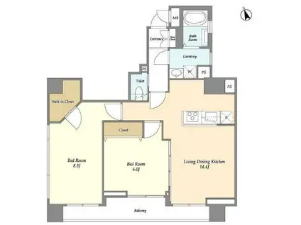 エスポワール新橋(2LDK/5階)の間取り写真