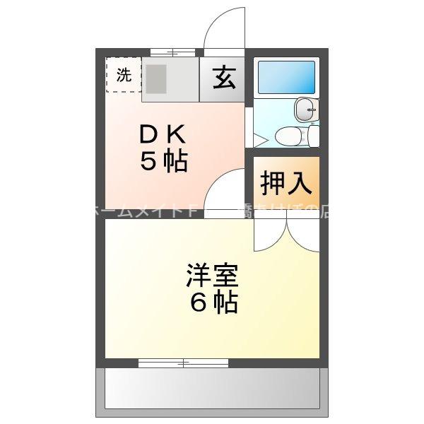 向坂ハイツ(1DK/1階)の間取り写真