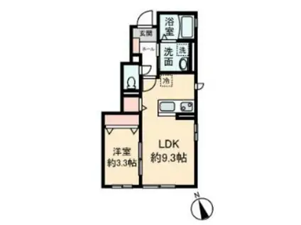 コリーナ狭山ヶ丘(1LDK/1階)の間取り写真