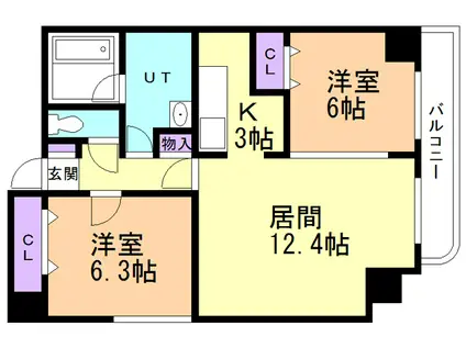 アーネストコート・中島(2LDK/6階)の間取り写真