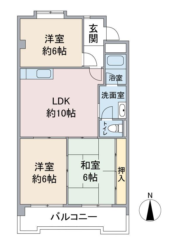 チュリス一社(3LDK/3階)の間取り写真