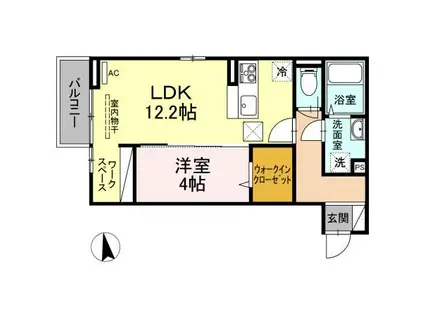 リバーフィールド(1LDK/1階)の間取り写真