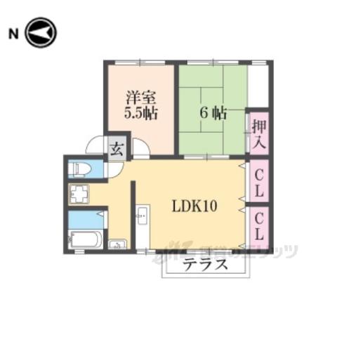 ハイツ栄(2LDK/1階)の間取り写真