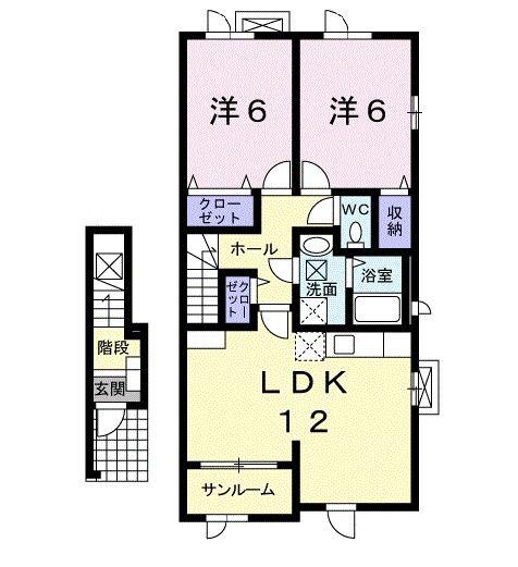 カレント・ベルデ(2LDK/2階)の間取り写真