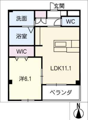 ランコントル(1LDK/1階)の間取り写真