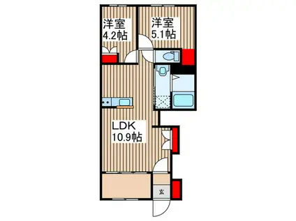 MOKA(2LDK/1階)の間取り写真