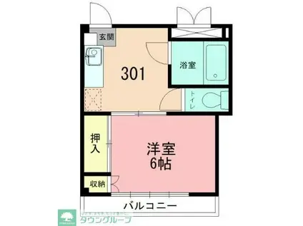 サンライズビル(1DK/3階)の間取り写真