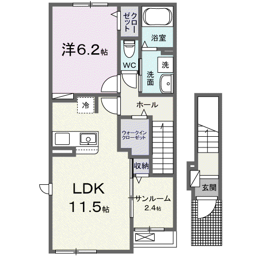 ファミリアーレ(1LDK/2階)の間取り写真