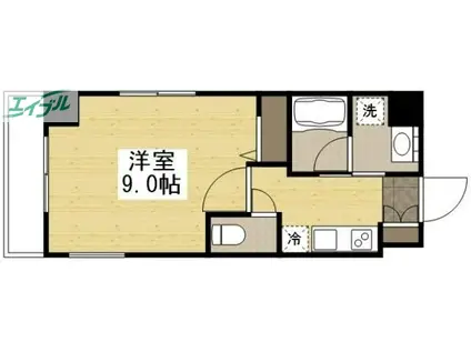 THE MODERN 京町(1K/4階)の間取り写真