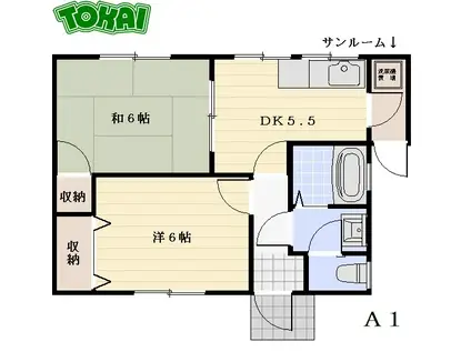 森田二戸一(2DK/1階)の間取り写真
