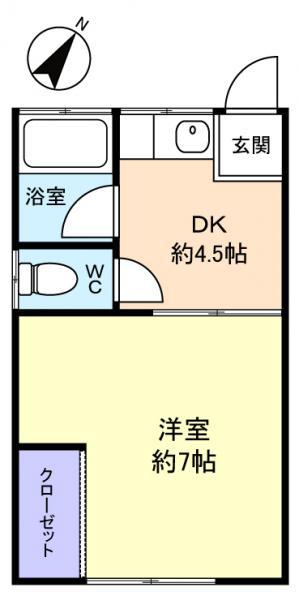 エクセレントタワー八千代サウスフォート(1DK/2階)の間取り写真