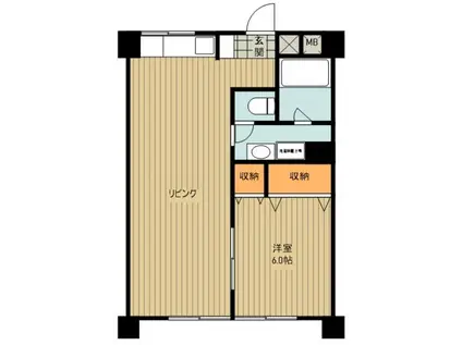 サンライズ所沢(1LDK/6階)の間取り写真