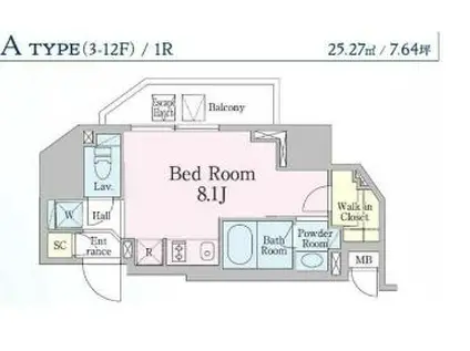 レジディア笹塚III(ワンルーム/4階)の間取り写真