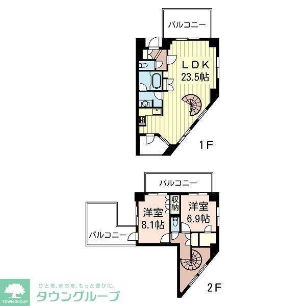 エスティメゾン北新宿(2LDK/9階)の間取り写真
