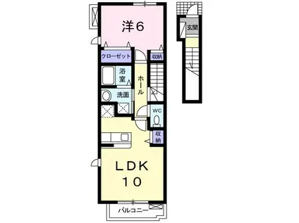 サン・フレイムYABEII A(1LDK/2階)の間取り写真