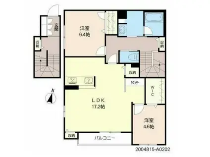 シャーメゾン八重洲(2LDK/2階)の間取り写真