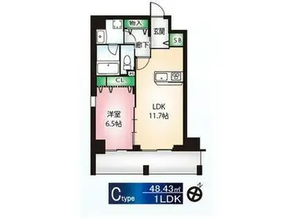 サングレース千種(1LDK/1階)の間取り写真