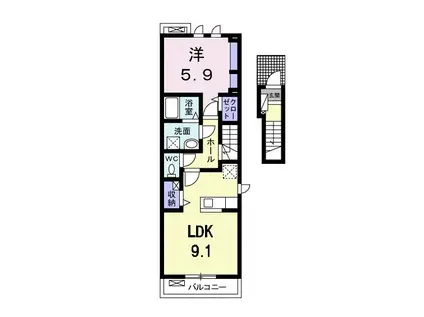 スカイローズガーデン(1LDK/2階)の間取り写真