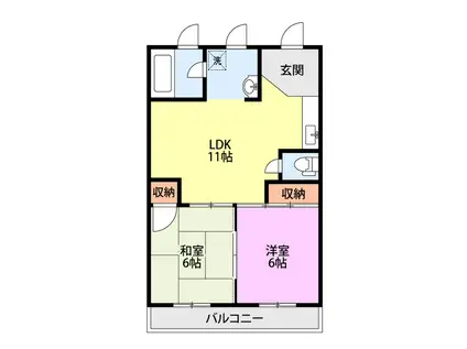 カーサ左近(2DK/4階)の間取り写真