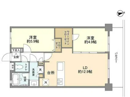 竹橋ヒルズ(2LDK/9階)の間取り写真