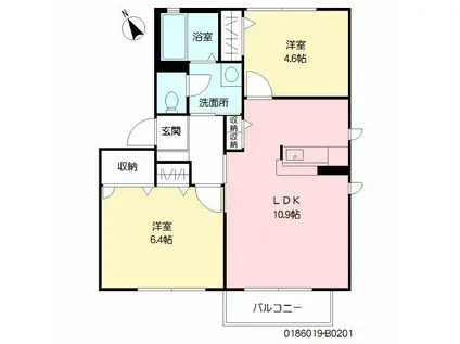 アークガーデン B棟(2LDK/1階)の間取り写真