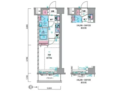 GENOVIA押上SKYGARDEN(1K/1階)の間取り写真