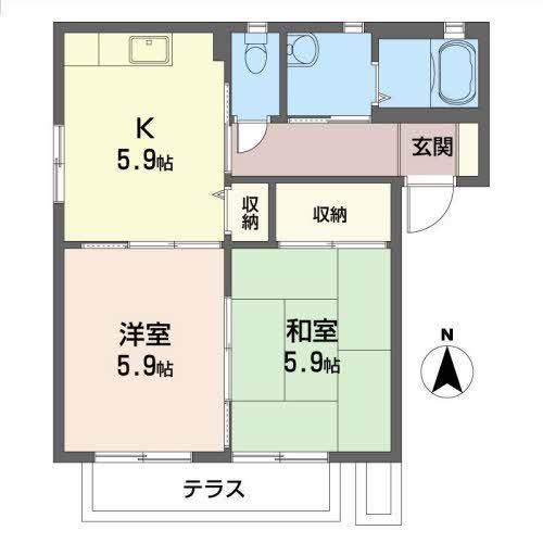 ベルファームA(2K/1階)の間取り写真