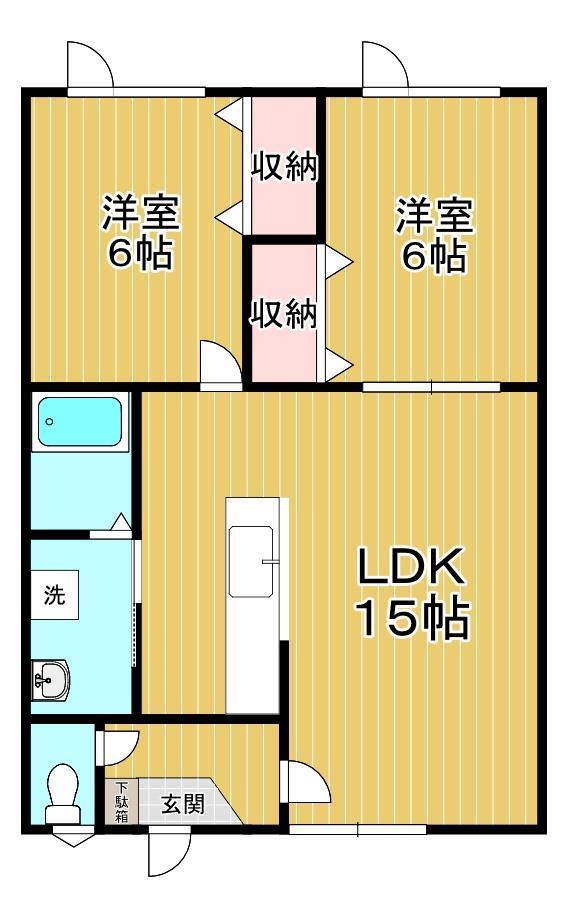 メゾンベルーガ(2LDK/2階)の間取り写真