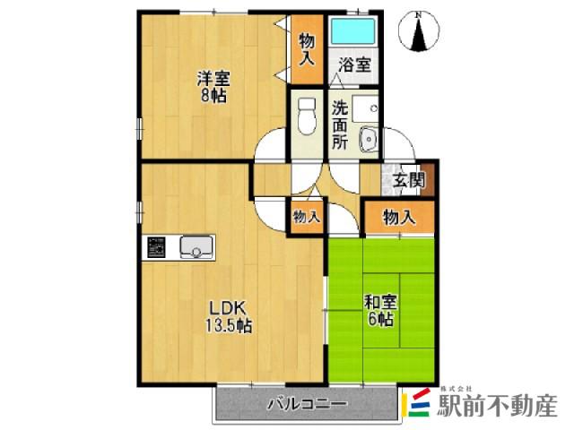 ルミエールA(2LDK/1階)の間取り写真
