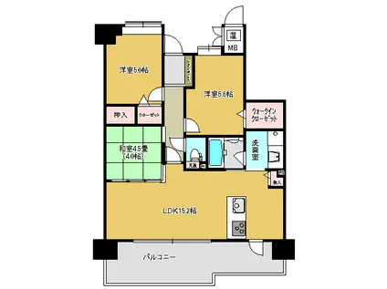 ＪＲ鹿児島本線 西熊本駅 徒歩7分 11階建 築14年(3SLDK/2階)の間取り写真