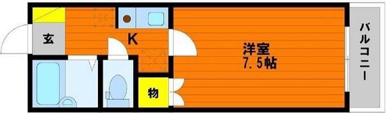 カーサ城北弐番館(1K/2階)の間取り写真