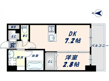 リアライズ小路(1DK/8階)の間取り写真