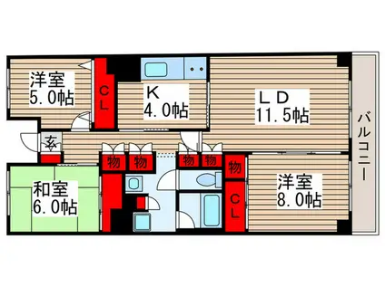 テレパレス船橋三咲A棟(3LDK/2階)の間取り写真