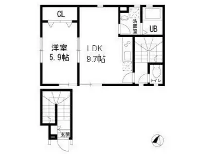 GREEN SOUFFLER(1LDK/2階)の間取り写真