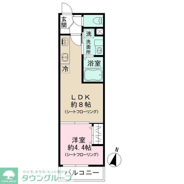 Jブラン竹ノ塚(1LDK/2階)の間取り写真