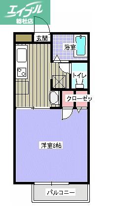 総社Sフラッツ C(1K/1階)の間取り写真