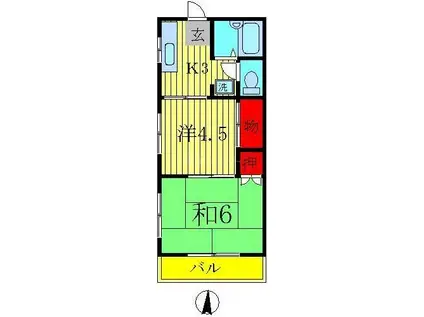 メゾン・ヴェールD(2K/1階)の間取り写真